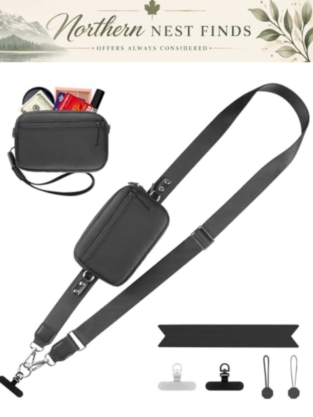 Crossbody Phone Strap with RFID Wallet Adjustable Nylon Lanyard